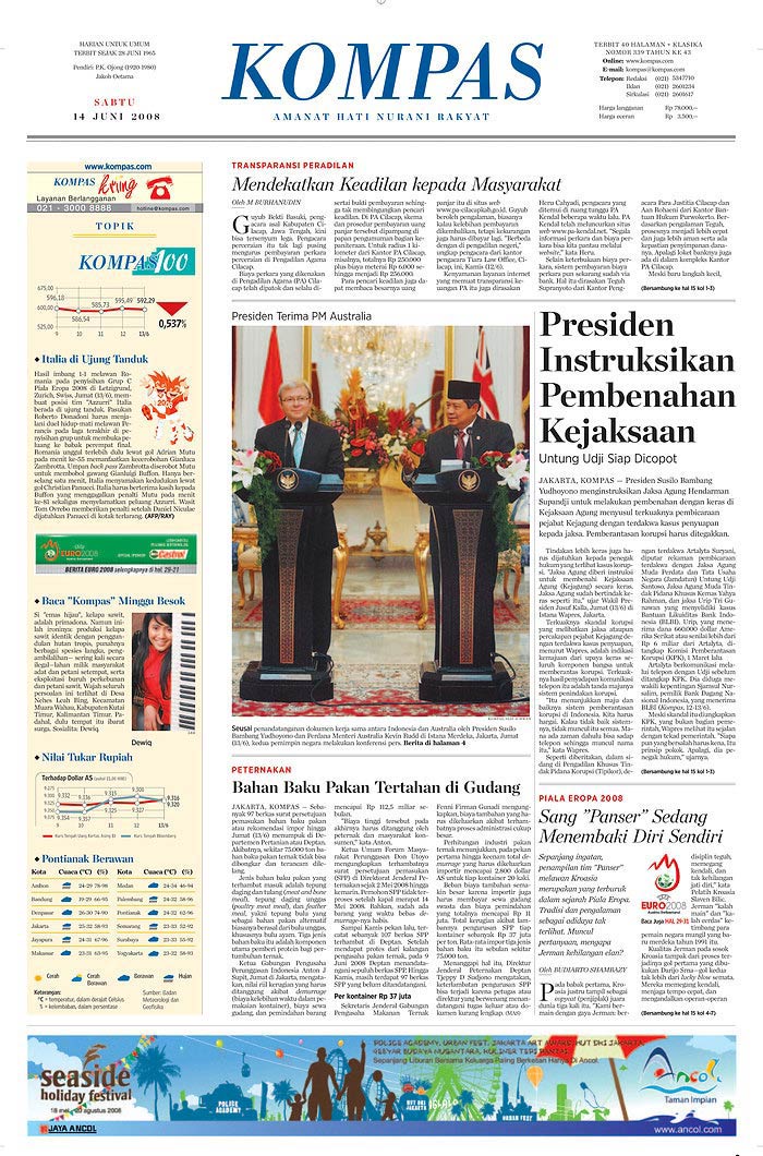 Front page of Kompas, Malaysian Newspaper