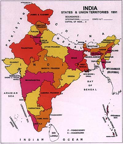 India Political Map, courtesy: Census of India