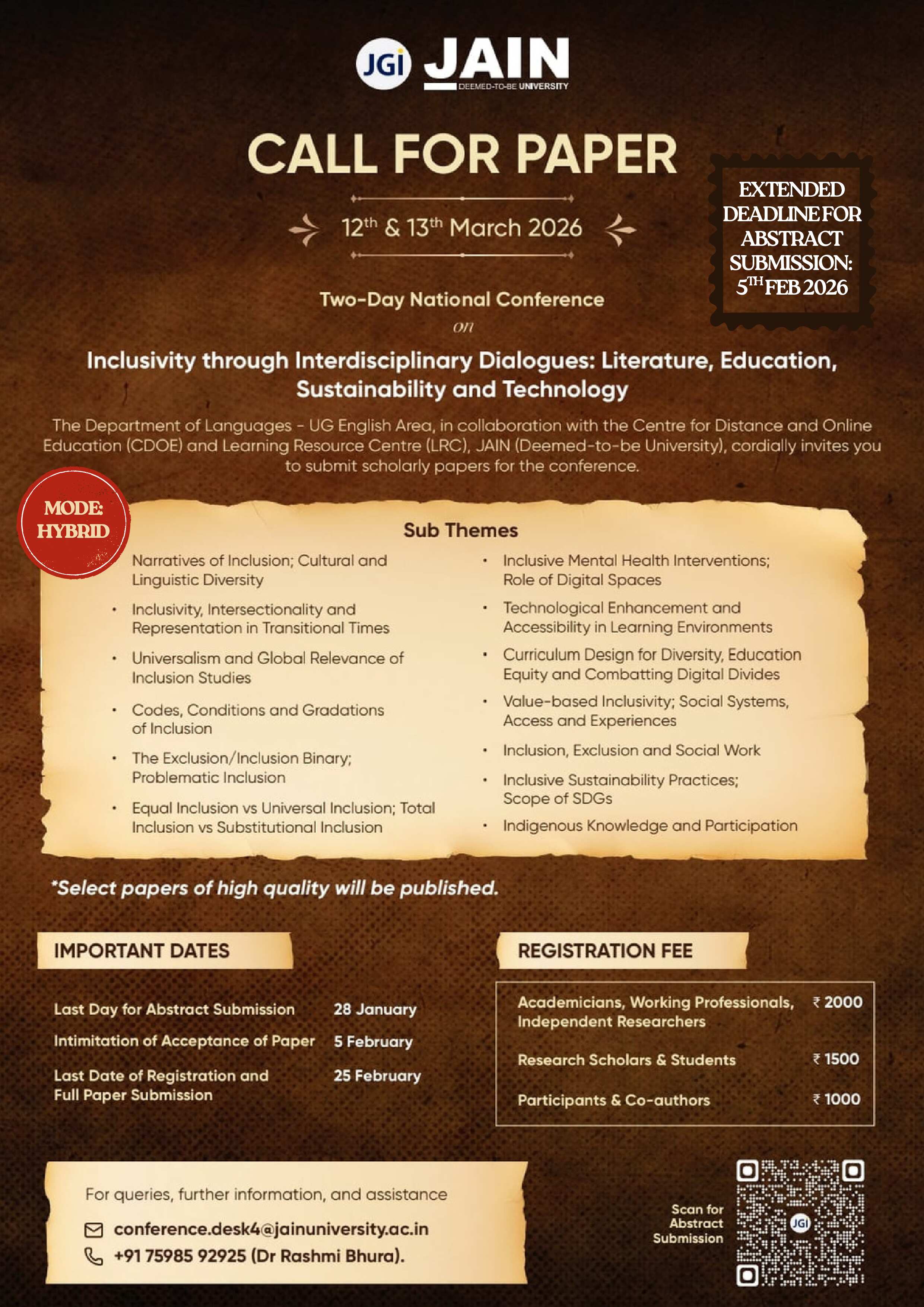 JAIN Call For Papers